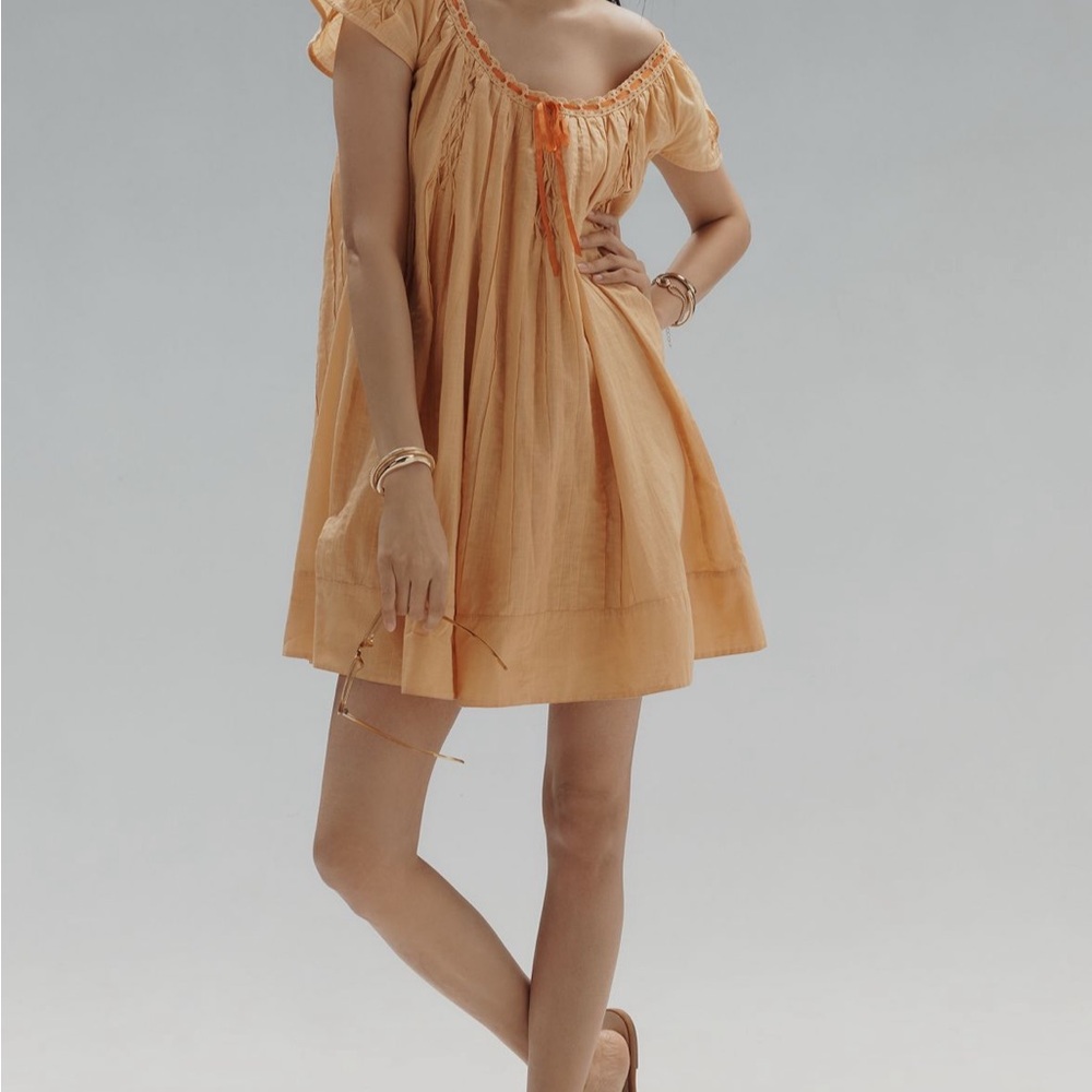 By Anthropologie Tie Mini Swing Dress